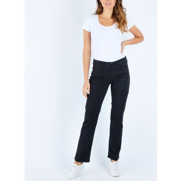 NYDJ Marilyn Leopard Print Straight Leg Jeans - Picture 1 of 10